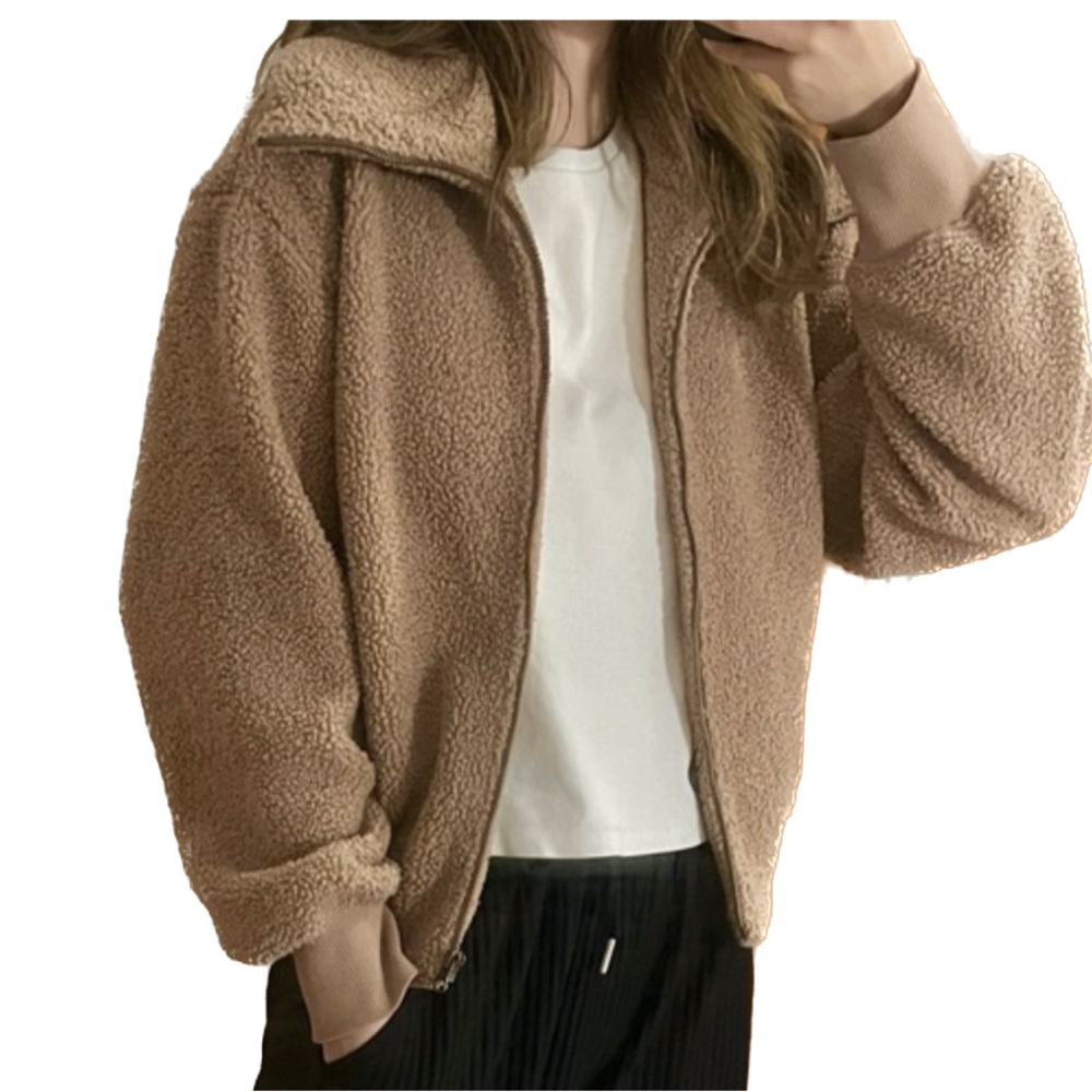 UNIQLO women’s winter Full Zip Teddy Bear Sweater Jacket Fleece Rose Size Small